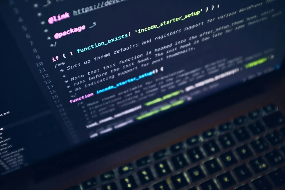 Software code on a laptop