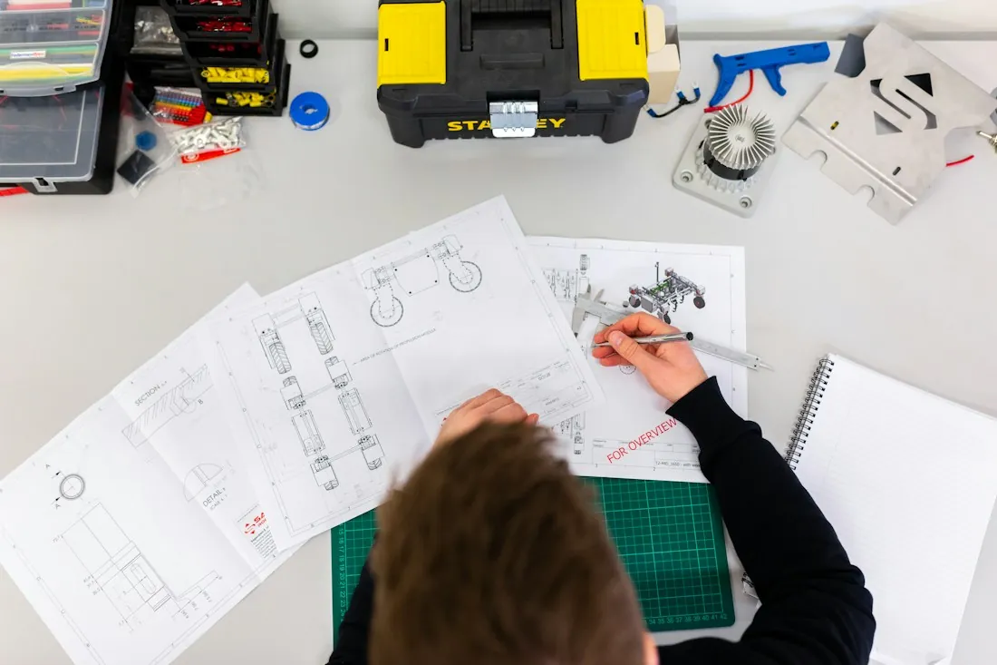 Creative planning with sketches and equipment