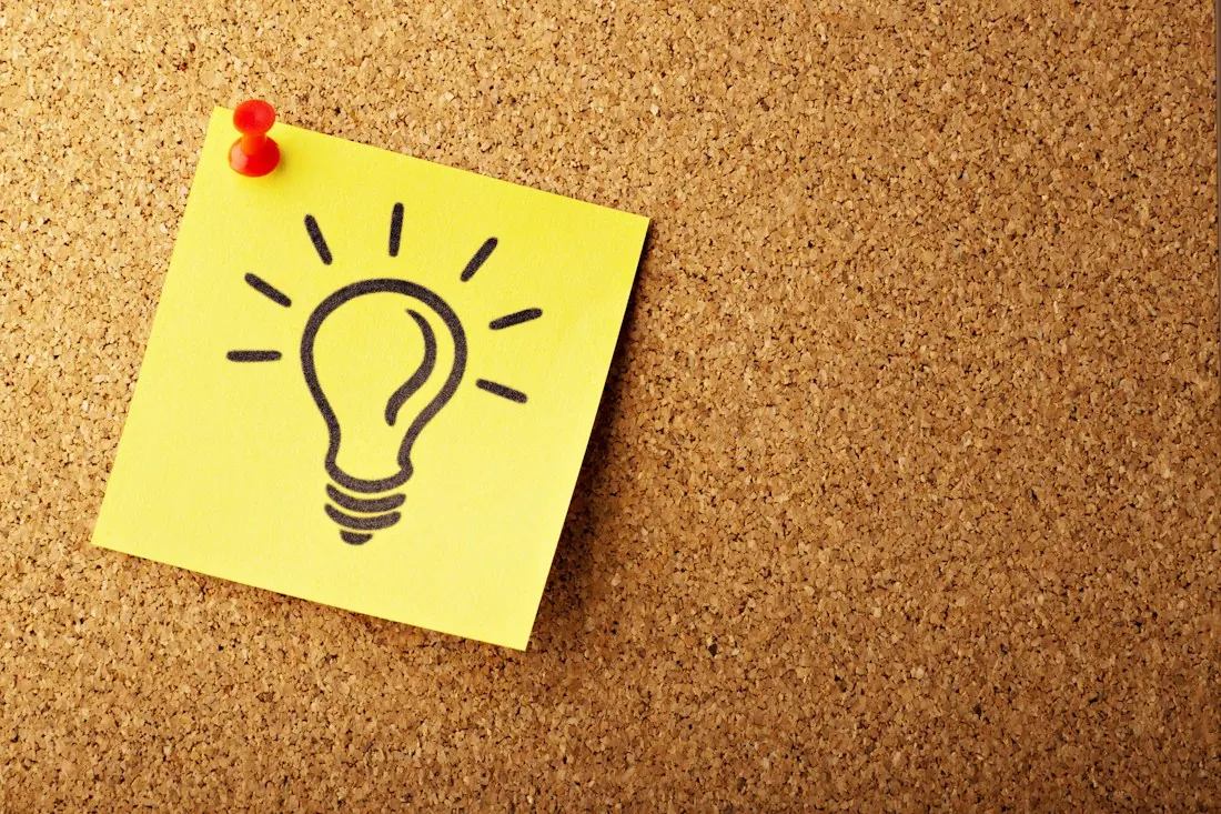 Idea planning on a sticky note