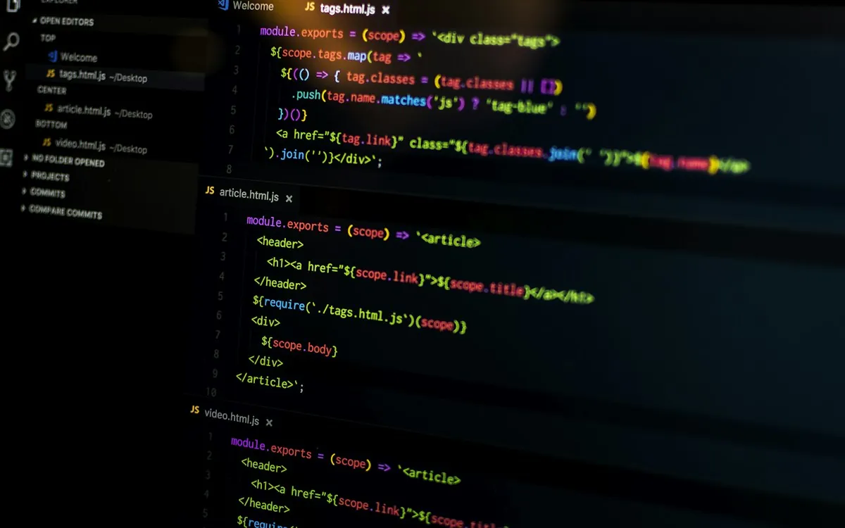 Website code on a screen