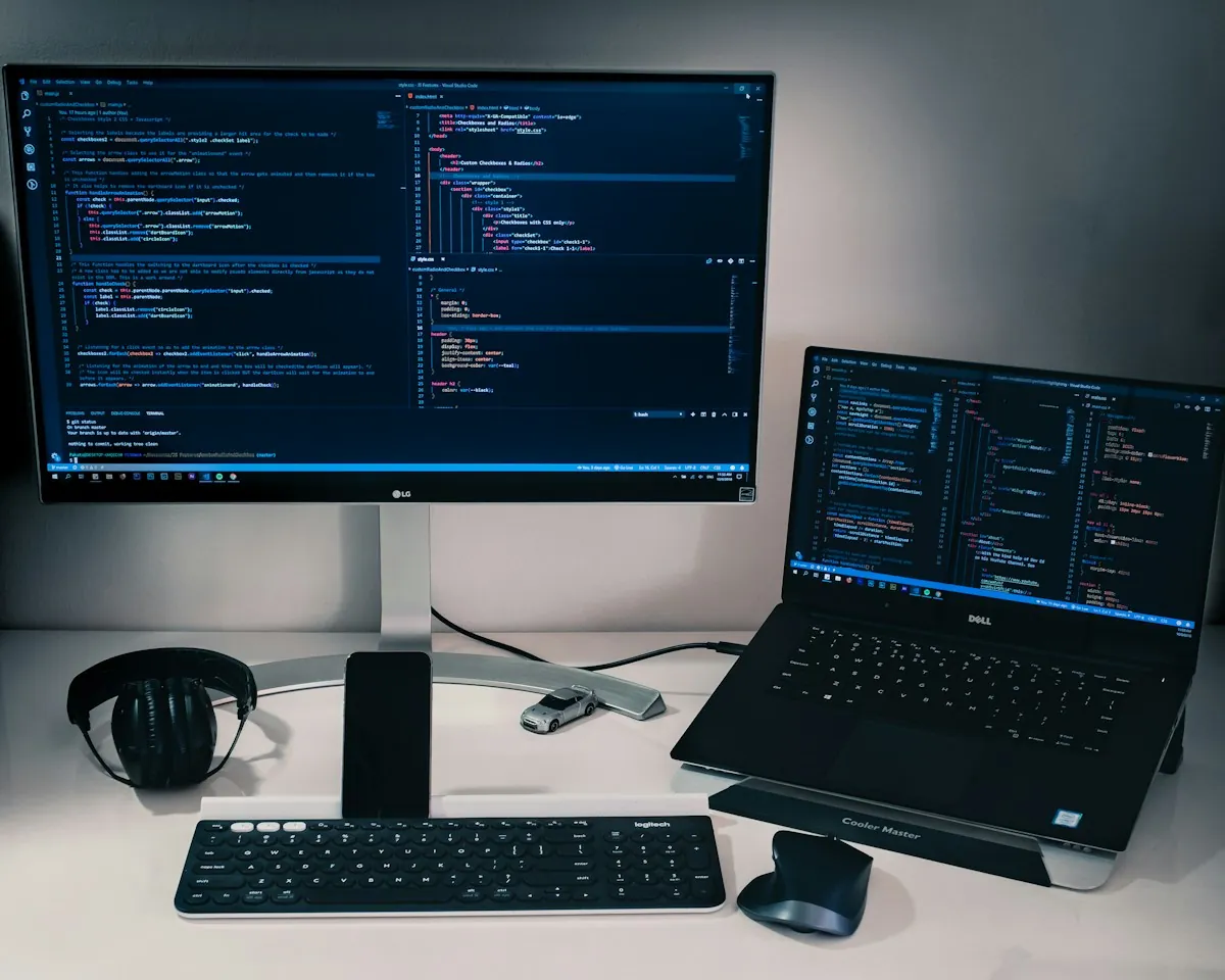 Desktop and laptop development screens