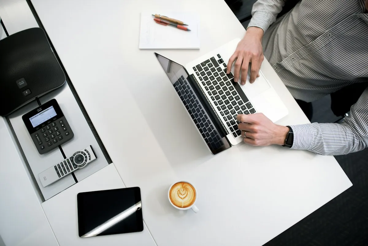 Business laptop and desk equipment
